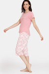 Zivame Pet Puzzle Knit Cotton Capri Set - Powder Pink — thumbnail 2